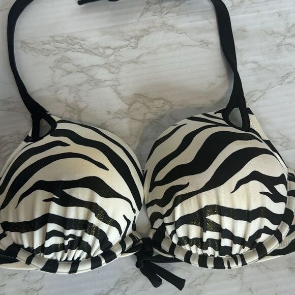 Victoria’s Secret bombshell push-up zebra print swimsuit bikini top small Y2K - Picture 5 of 7